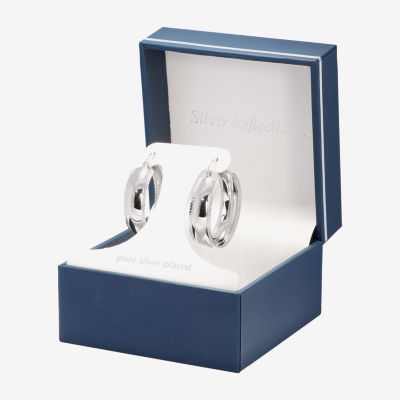 Silver Reflections Womens 33mm Round Hoop Earrings