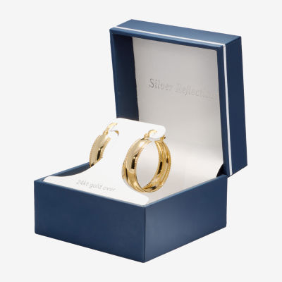 Silver Reflections Womens 24K Gold Over Brass 33mm Round Hoop Earrings