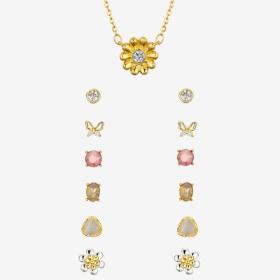Sparkle Allure A Week Of Sparkle 7-pc. Cubic Zirconia 14K Gold Over Brass Butterfly Flower Jewelry Set