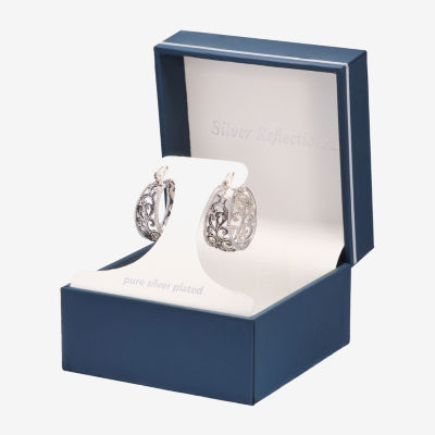 Silver Reflections Womens 25mm Round Hoop Earrings