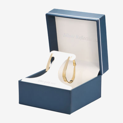 Silver Reflections Womens 24K Gold Over Brass 32mm Oval Hoop Earrings