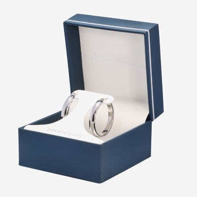 Silver Reflections Pure Silver Over Brass Hoop Earrings