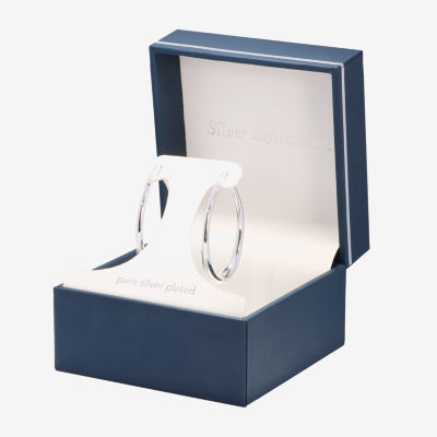 Silver Reflections Pure Silver Over Brass Hoop Earrings