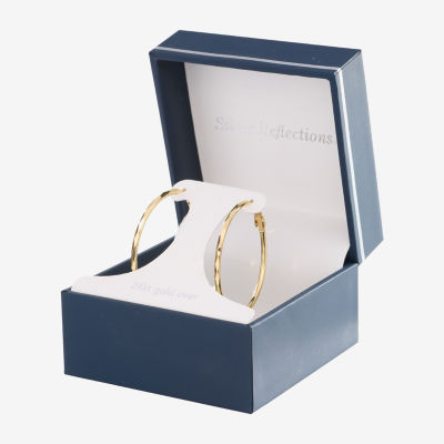Silver Reflections 24K Gold Over Brass Hoop Earrings
