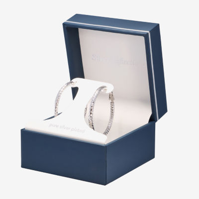 Silver Reflections Pure Silver Over Brass Hoop Earrings