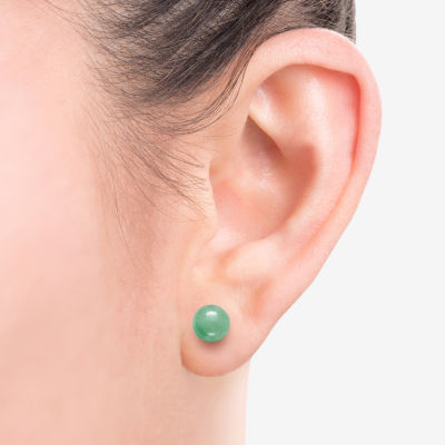 Genuine Pink Quartz, Green Jade & Black Onyx  Sterling Silver Earring Set