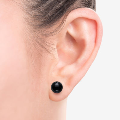 Genuine Pink Quartz, Green Jade & Black Onyx  Sterling Silver Earring Set