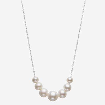 Womens White Cultured Freshwater Pearl Sterling Silver 16 Inch Pendant Necklace