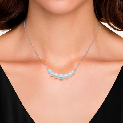 Womens White Cultured Freshwater Pearl Sterling Silver 16 Inch Pendant Necklace