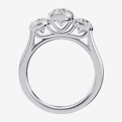 (F / Vs2) Womens 2 CT. T.W. Lab Grown White Diamond 14K White Gold 3-Stone Engagement Ring