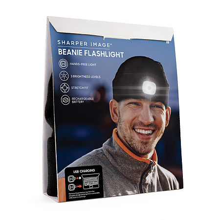 Sharper Image LED Flashlight Beanie, One Size, Black