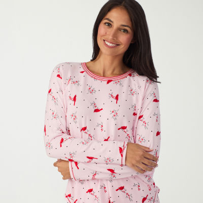 Cuddl Duds Womens Round Neck Long Sleeve 2-pc. Pajama Sets