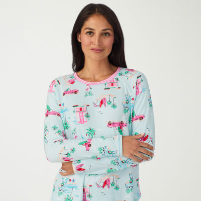 Cuddl Duds Womens Round Neck Long Sleeve 2-pc. Pajama Sets