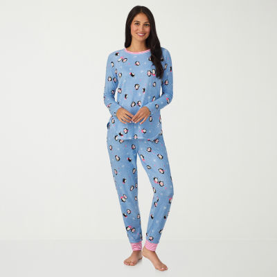 Cuddl Duds Womens Round Neck Long Sleeve Pajama Sets JCPenney