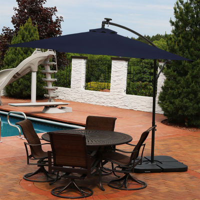 Sunnydaze® 10-Foot Steel Offset Solar Patio Umbrella