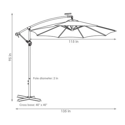 Sunnydaze® 10-Foot Steel Offset Solar Patio Umbrella