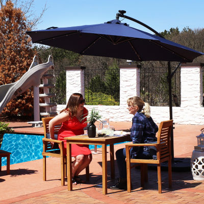 Sunnydaze® 10-Foot Steel Offset Solar Patio Umbrella