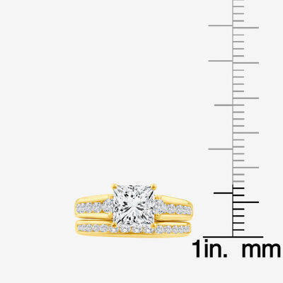 Grown Gorgeous (F,Vs2) Womens 3 CT. T.W. Lab White Diamond 14K Gold Side Stone Bridal Set