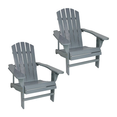 Coastal Bliss Wooden Adirondack Chair Set of 2, One Size, Gray