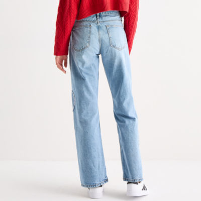 Arizona Womens Juniors Short Low Rise Straight Leg Jean