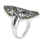 Sparkle Allure Marcasite Pure Silver Over Brass Cocktail Ring