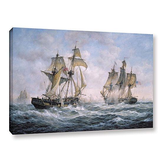 Brushstone Action Between U.S. Sloop-Of-War 'Wasp'And H.M. Brig-Of-War 'Frolic'; 1812 Gallery Wrapped Canvas Wall Art