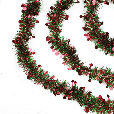 50' x 2.5'' Shiny Red and Green Tinsel Artificial Christmas Garland - Unlit