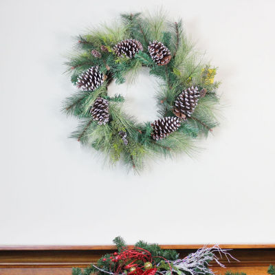 Mixed Long Needle Pine and Pine Cone Artificial Christmas Wreath - 28-Inch  Unlit