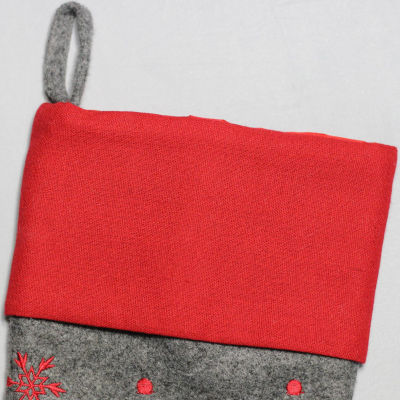 19'' Gray and Red Embroidered Snowman Christmas Stocking