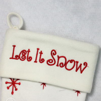 19'' Red and White ''Let It Snow'' Santa Claus Embroidered Christmas Stocking
