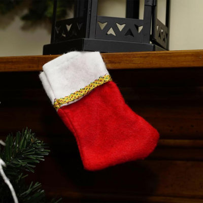 Pack of 6 Traditional Mini Christmas Stockings with Gold Glitter Pen