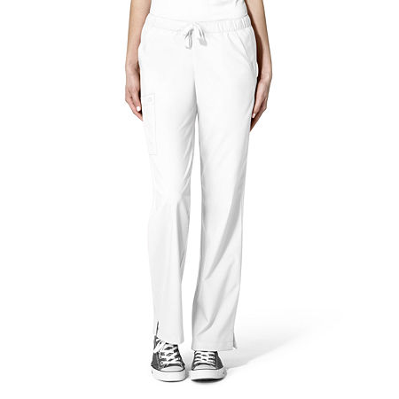 Wink W123 Drawstring Cargo Womens Petite Moisture Wicking Wrinkle Resistant Quick Dry Scrub Pants, Petite 3x, White