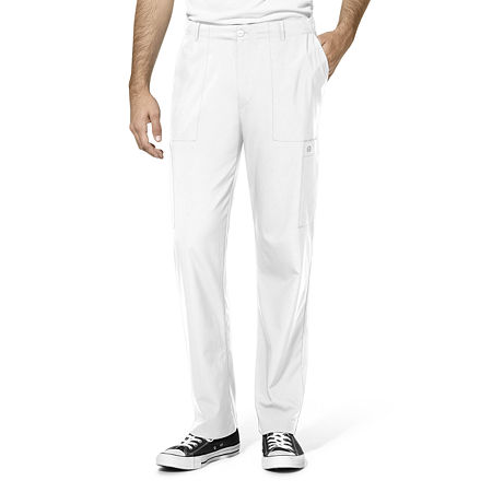 Wink W123 Flat Front Cargo Pocket Mens Moisture Wicking Wrinkle Resistant Quick Dry Scrub Pants, X-small, White