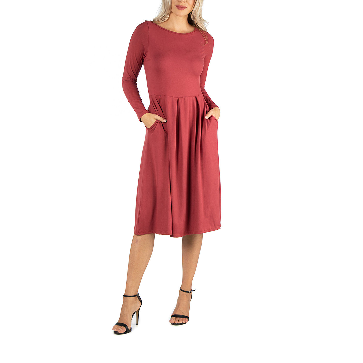 24/7 Comfort Apparel Midi Fit and Flare Dress - JCPenney