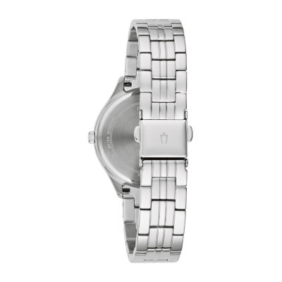 Bulova Crystal Womens Silver Tone Stainless Steel Bracelet Watch 96l283