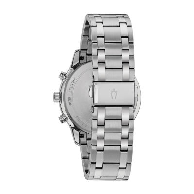 Bulova Mens Chronograph Silver Tone Stainless Steel Bracelet Watch 96b305