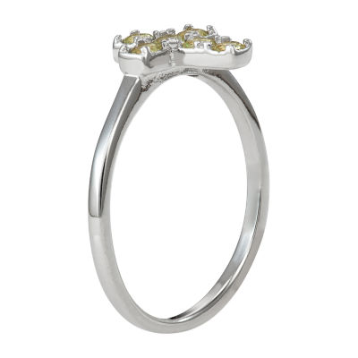 Girls Green Cubic Zirconia Sterling Silver Heart 15 Inch Pendant Necklace