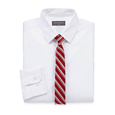 Van Heusen Boys Point Collar Long Sleeve Shirt + Tie Set