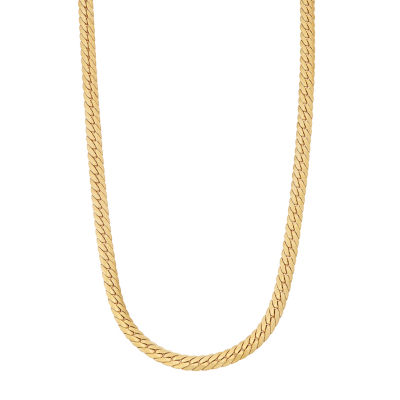 14K Gold Over Silver Solid Herringbone Chain Necklace