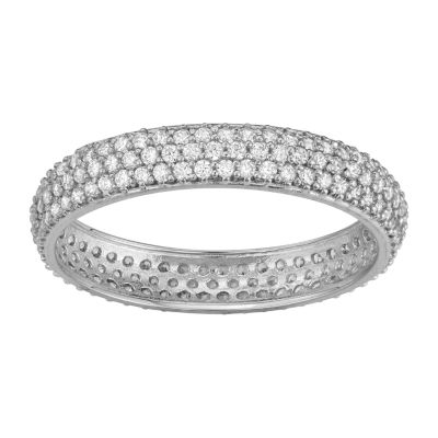 Womens 3.5MM 1 1/2 CT. T.W. White Cubic Zirconia 10K White Gold Band