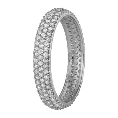 Womens 3.5MM 1 1/2 CT. T.W. White Cubic Zirconia 10K White Gold Band