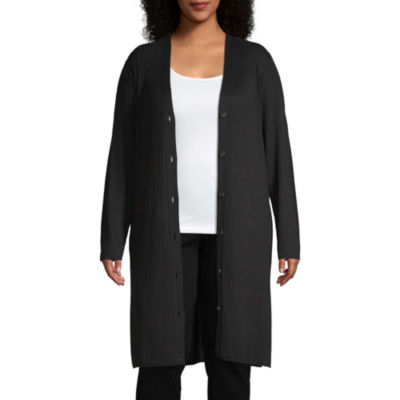Worthington Womens Duster Button Cardigan - Plus