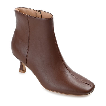 Journee Collection Womens Kelssa Kitten Heel Booties, 8 Medium, Brown