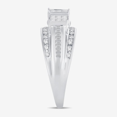 Love Lives Forever 1 CT.T.W. Natural Diamond Side Stone 3-Stone Engagement Ring in 10K or 14K Gold