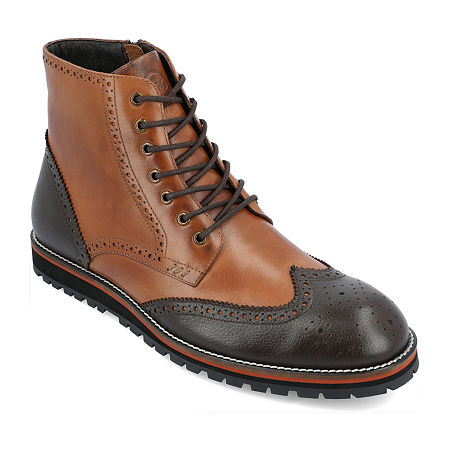 Thomas And Vine Mens Elijah Flat Heel Lace Up Boots, 12 Medium, Brown