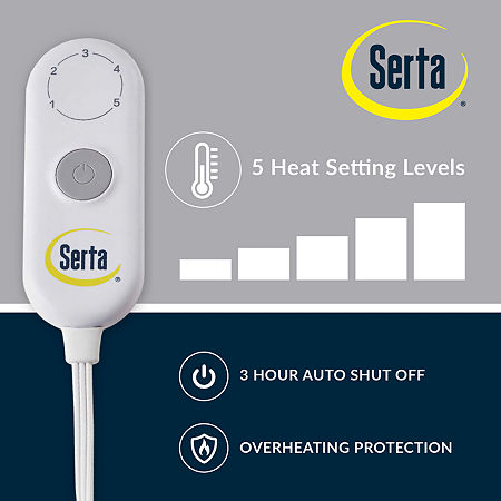 Serta Plush Heated Lightweight Electric Throw, One Size, White