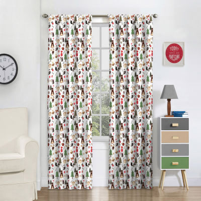 Eclipse Forest Friends Blackout Rod Pocket Single Curtain Panel