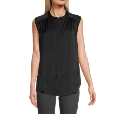 Worthington Womens Crew Neck Sleeveless Adaptive Blouse JCPenney