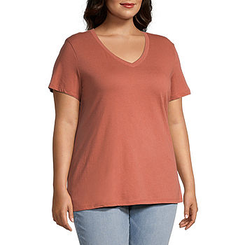a.n.a Womens Plus V Neck Short Sleeve T-Shirt - JCPenney