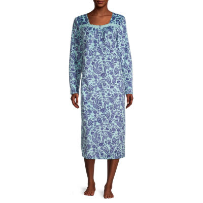 Adonna Womens Petite Long Sleeve Square Neck Mircrofleece Nightgown